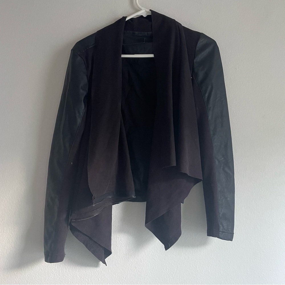 Blank NYC vegan leather and suede black Moto style jacket